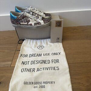 Golden Goose Superstar Private Edition Multi Glitter White Star- Size 37